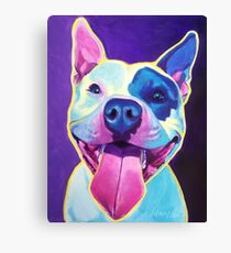 Happy Pit Bull - Slobbery Smiling Colorful Pitbull Dog Canvas Print