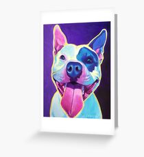 Happy Pit Bull - Slobbery Smiling Colorful Pitbull Dog Greeting Card
