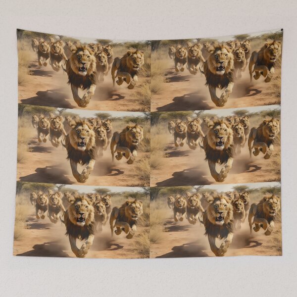 Item preview, Lions running designed and sold by AI-Only Creations.
