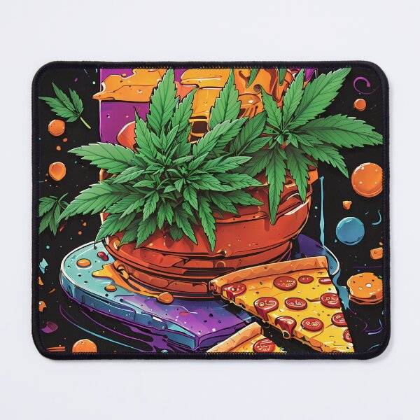Item preview, Pizza Sunset Colors Black Background with weed designed and sold by wojysmokes.