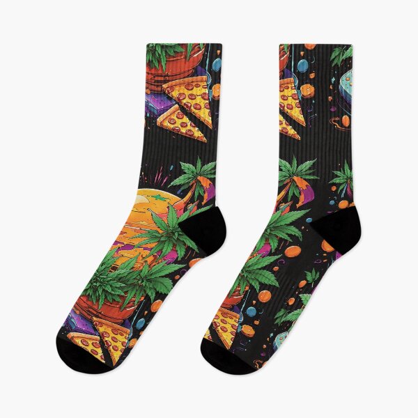 Item preview, Pizza Sunset Colors Black Background with weed designed and sold by wojysmokes.