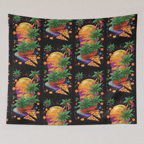Item preview, Pizza Sunset Colors Black Background with weed designed and sold by wojysmokes.