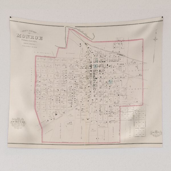 Item preview, Vintage Map of Monroe NC (1882) designed and sold by BravuraMedia.