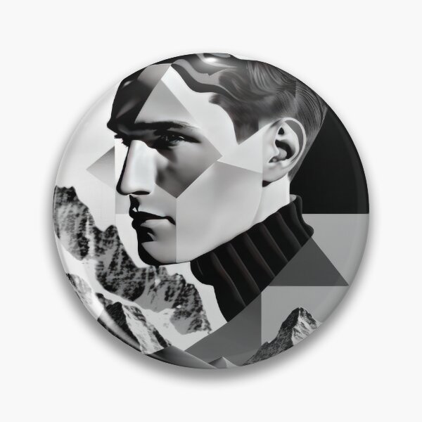 Item preview, Black & White Bauhaus Portrait in Front of the Alps designed and sold by ArtificialGenes.