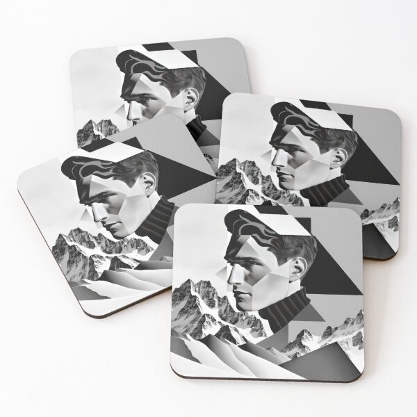 Item preview, Black & White Bauhaus Portrait in Front of the Alps designed and sold by ArtificialGenes.