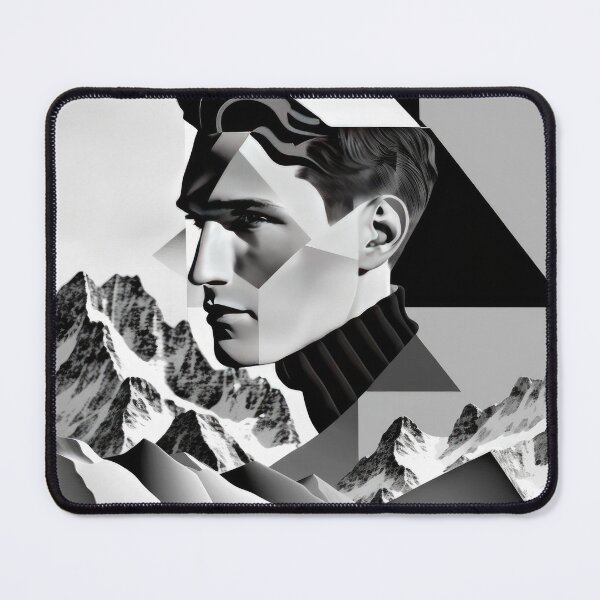 Item preview, Black & White Bauhaus Portrait in Front of the Alps designed and sold by ArtificialGenes.