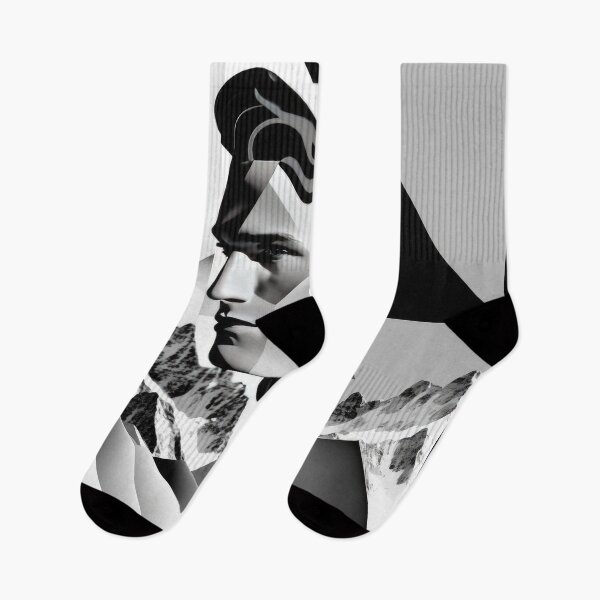 Item preview, Black & White Bauhaus Portrait in Front of the Alps designed and sold by ArtificialGenes.