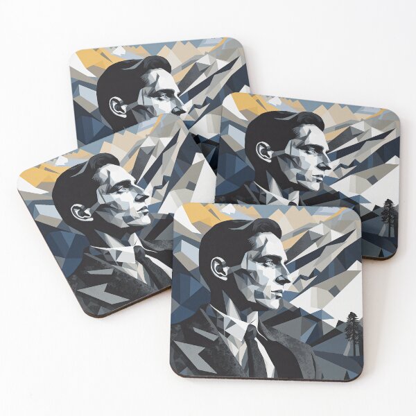 Item preview, Black & White Bauhaus Portrait in Front of the Alps designed and sold by ArtificialGenes.