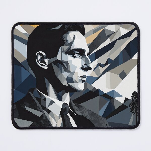 Item preview, Black & White Bauhaus Portrait in Front of the Alps designed and sold by ArtificialGenes.
