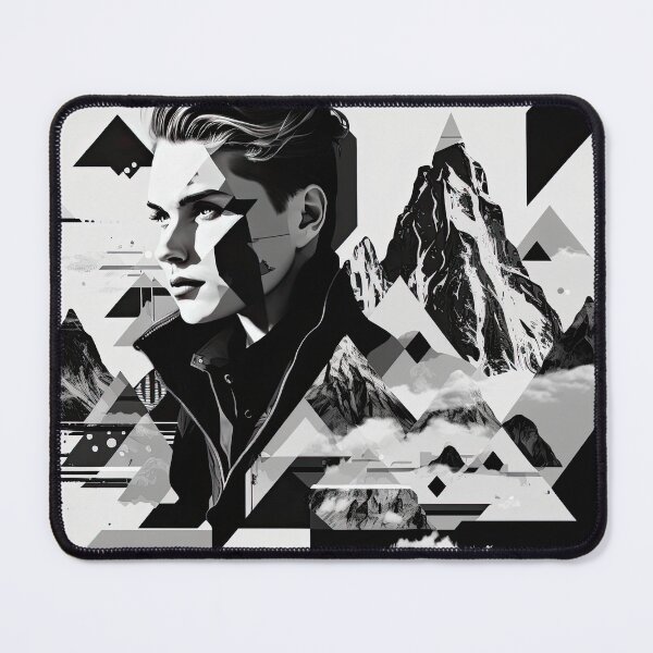 Artikelvorschau, Black & White Bauhaus Portrait in Front of the Alps entworfen und verkauft von ArtificialGenes.