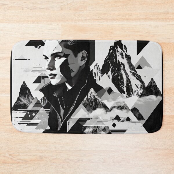 Artikelvorschau, Black & White Bauhaus Portrait in Front of the Alps entworfen und verkauft von ArtificialGenes.