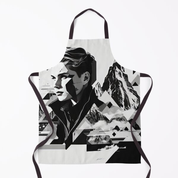 Artikelvorschau, Black & White Bauhaus Portrait in Front of the Alps entworfen und verkauft von ArtificialGenes.