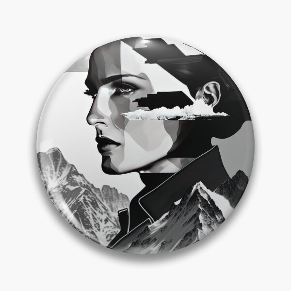 Item preview, Black & White Bauhaus Portrait in Front of the Alps designed and sold by ArtificialGenes.