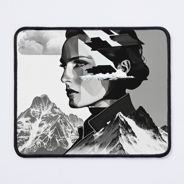 Item preview, Black & White Bauhaus Portrait in Front of the Alps designed and sold by ArtificialGenes.