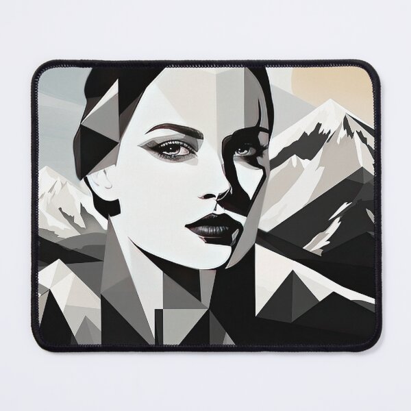 Item preview, Black & White Bauhaus Portrait in Front of the Alps designed and sold by ArtificialGenes.