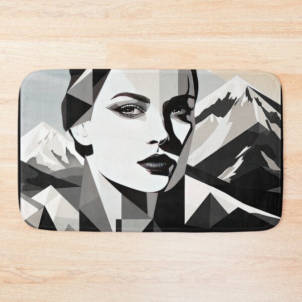 Item preview, Black & White Bauhaus Portrait in Front of the Alps designed and sold by ArtificialGenes.