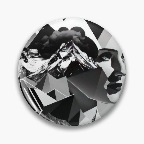 Item preview, Black & White Bauhaus Portrait in Front of the Alps designed and sold by ArtificialGenes.