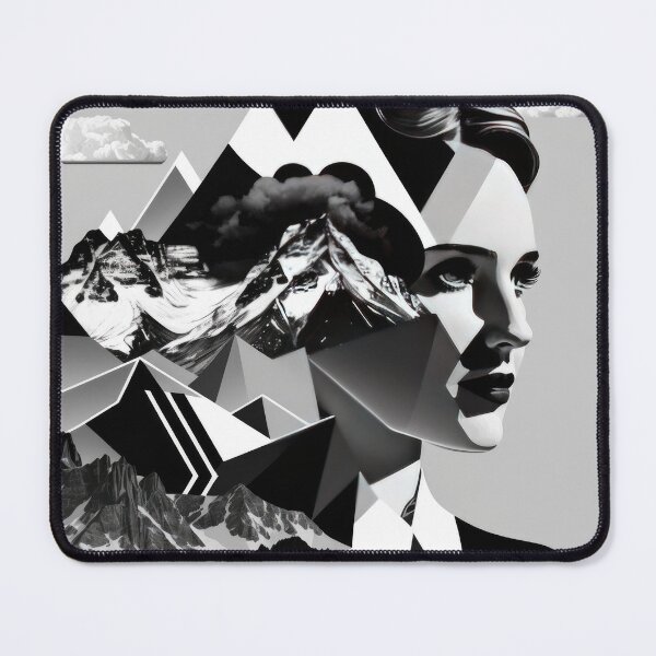 Item preview, Black & White Bauhaus Portrait in Front of the Alps designed and sold by ArtificialGenes.
