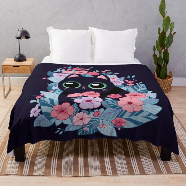 Item preview, Cute Black cat with flowers designed and sold by Yaragold.