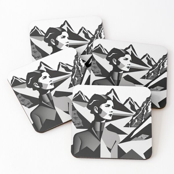 Item preview, Black & White Bauhaus Portrait in Front of the Alps designed and sold by ArtificialGenes.