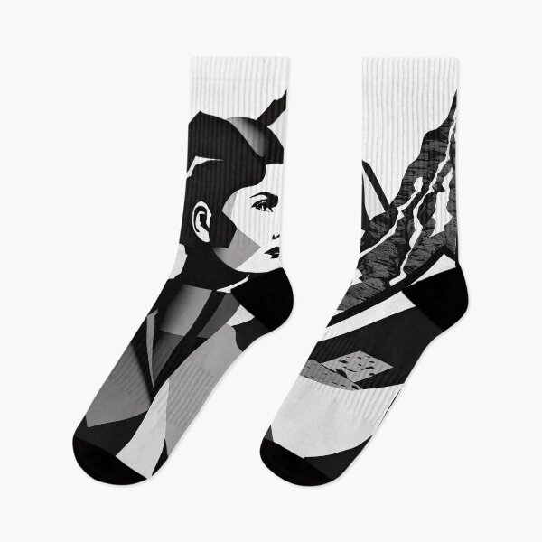 Item preview, Black & White Bauhaus Portrait in Front of the Alps designed and sold by ArtificialGenes.