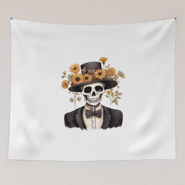 Item preview, Halloween Elegant Skeleton with Flowers - Halloween Design designed and sold by Just-Flowers.