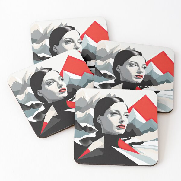 Item preview, Black & White Bauhaus Portrait in Front of the Alps designed and sold by ArtificialGenes.