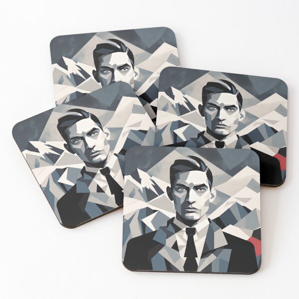 Item preview, Black & White Bauhaus Portrait in Front of the Alps designed and sold by ArtificialGenes.