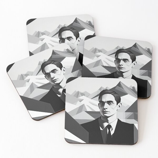 Item preview, Black & White Bauhaus Portrait in Front of the Alps designed and sold by ArtificialGenes.