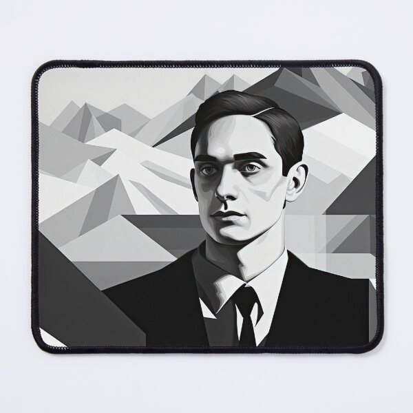 Item preview, Black & White Bauhaus Portrait in Front of the Alps designed and sold by ArtificialGenes.
