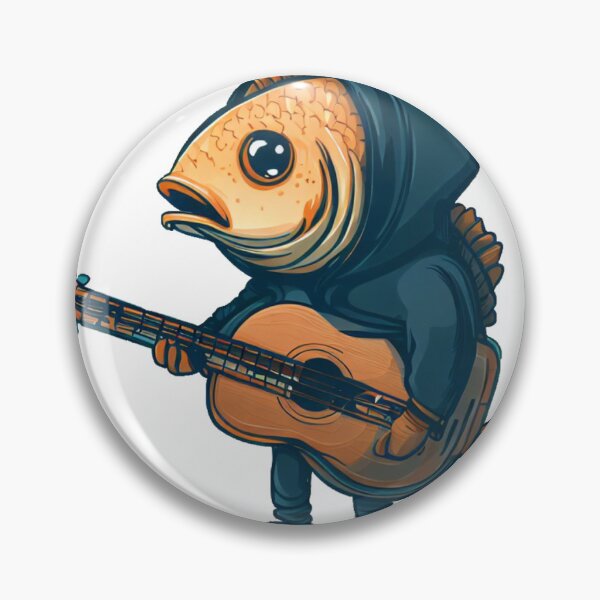 Aperçu de l'œuvre Un poisson portant un sweat à capuche et jouant de la guitare créée et vendue par rgrayling.