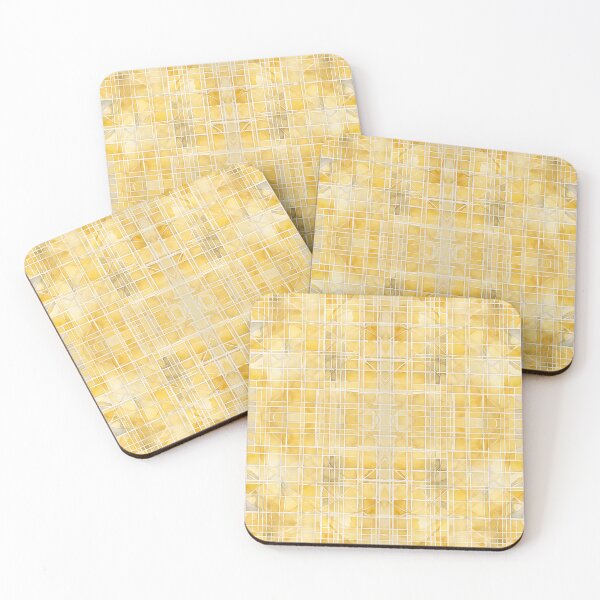 Item preview, Yellow and white abstract grid pattern, watercolor art designed and sold by patterncrow.