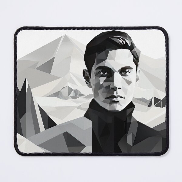 Item preview, Black & White Bauhaus Portrait in Front of the Alps designed and sold by ArtificialGenes.