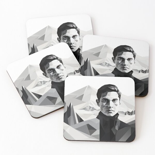 Item preview, Black & White Bauhaus Portrait in Front of the Alps designed and sold by ArtificialGenes.