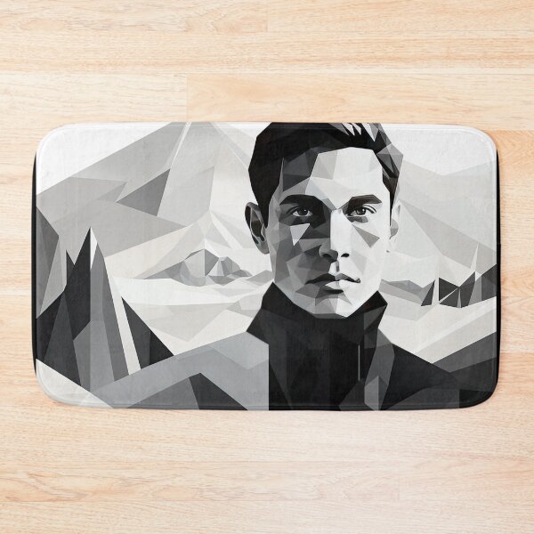 Item preview, Black & White Bauhaus Portrait in Front of the Alps designed and sold by ArtificialGenes.