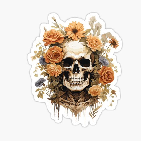 Artikel-Vorschau von Halloween-Skelett mit Blumenstrauß - Halloween-Design, designt und verkauft von Just-Flowers.