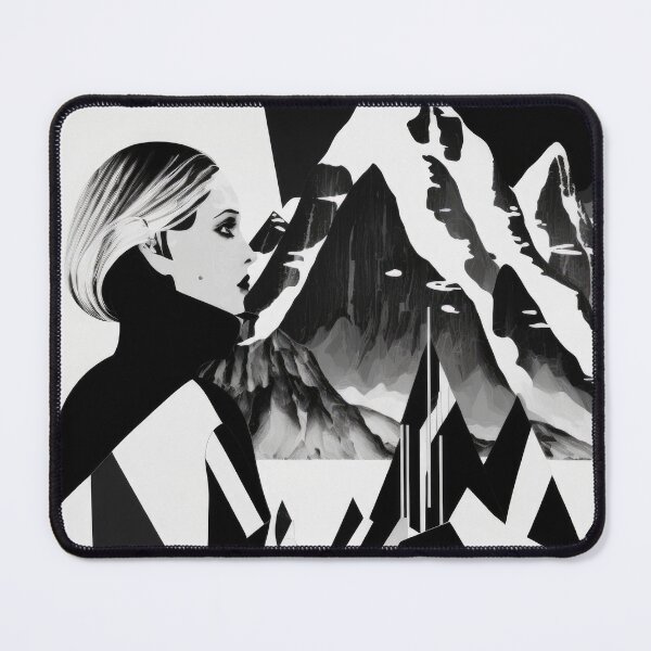 Item preview, Black & White Bauhaus Portrait in Front of the Alps designed and sold by ArtificialGenes.