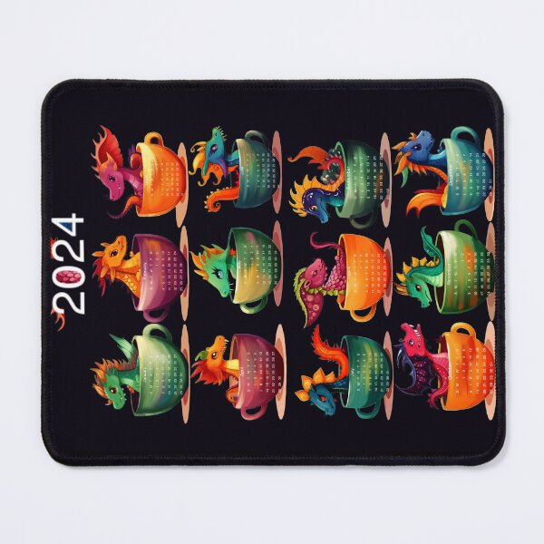 Item preview, Dragons in cups, calendar 2024 designed and sold by AvotArt.