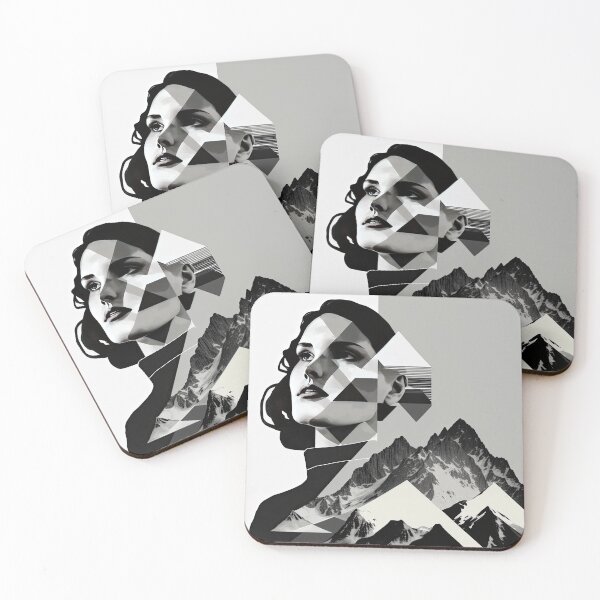 Item preview, Black & White Bauhaus Portrait in Front of the Alps designed and sold by ArtificialGenes.