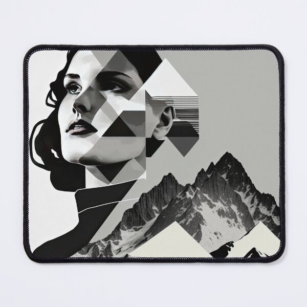 Item preview, Black & White Bauhaus Portrait in Front of the Alps designed and sold by ArtificialGenes.