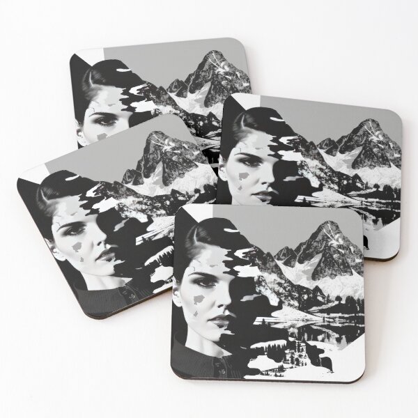 Artikelvorschau, Black & White Bauhaus Portrait in Front of the Alps entworfen und verkauft von ArtificialGenes.