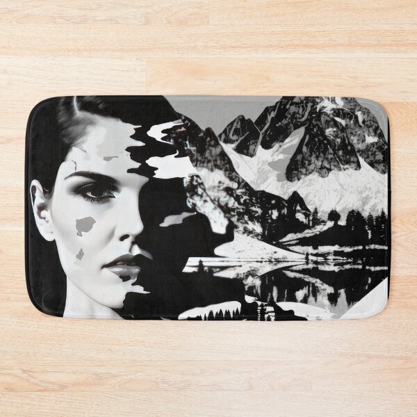 Artikelvorschau, Black & White Bauhaus Portrait in Front of the Alps entworfen und verkauft von ArtificialGenes.