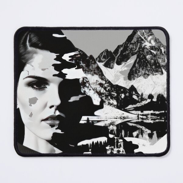 Artikelvorschau, Black & White Bauhaus Portrait in Front of the Alps entworfen und verkauft von ArtificialGenes.