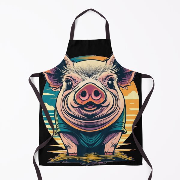 Item preview, Funny Cool Colorful Retro Miniature Pot-bellied Pig Sunrise Art designed and sold by Nature's Fancy.