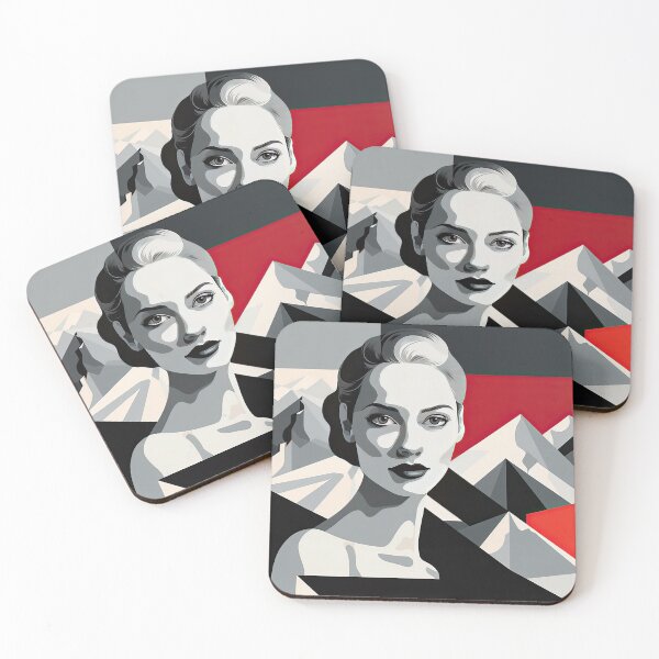 Item preview, Black & White Bauhaus Portrait in Front of the Alps designed and sold by ArtificialGenes.