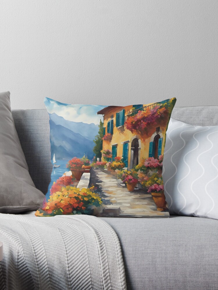 View of Bellagio - Lake Como, Italy Throw Pillow