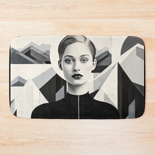 Artikelvorschau, Black & White Bauhaus Portrait in Front of the Alps entworfen und verkauft von ArtificialGenes.