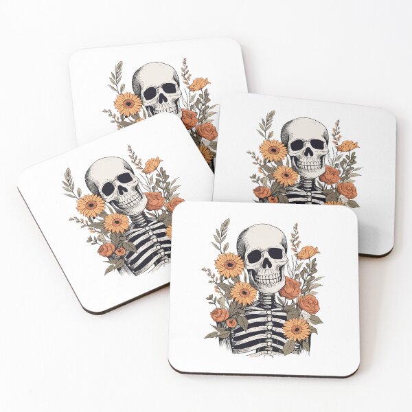Item preview, Hand Drawn Halloween Skeleton with Flowers - Halloween Design designed and sold by Just-Flowers.