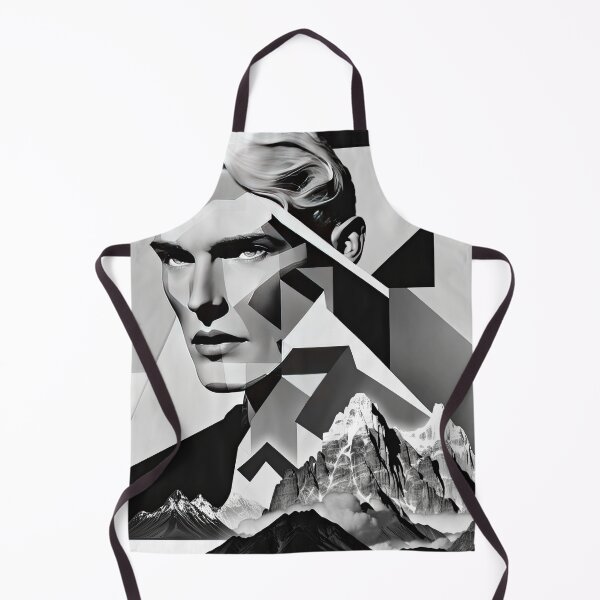Item preview, Black & White Bauhaus Portrait in Front of the Alps designed and sold by ArtificialGenes.