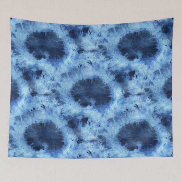 Item preview,  Seamless tie-dye pattern of indigo color on white silk.  Shibori dyeing. designed and sold by lamarmarina.